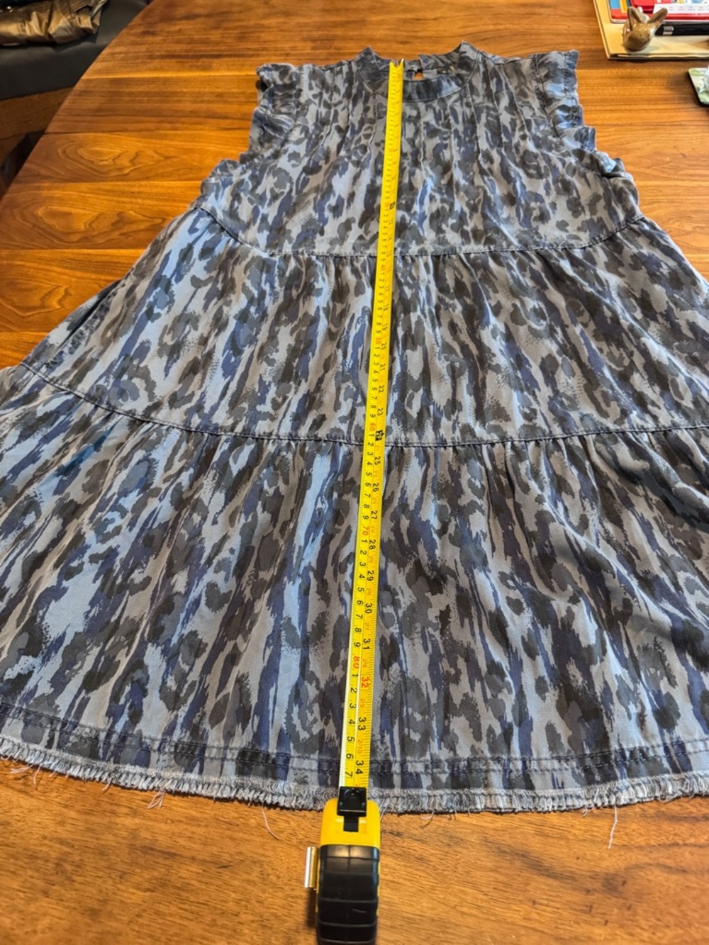 Anthropologie Jenee Lycocell Tiered Leopard print Dress with Raw Edges in EUC M - Picture 5 of 11